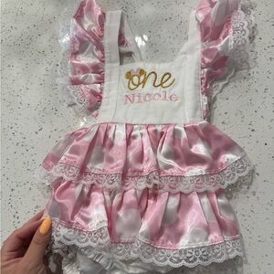 Pink and White Ruffled Kids Dress